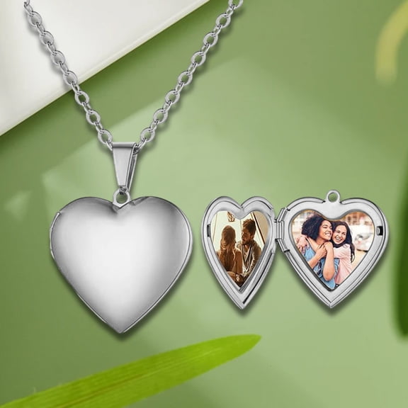DESIGNICE Love Heart Locket Pendant That Holds Pictures Polished Lockets Pendant Birthday Gifts , Love Open Heart Photo Locket Necklace with Picture Inside-Stainless Steel for Women(Silver)