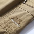 thumbnail image 4 of WIZUTIZ Men's Summer Cargo Capris Solid Color Drawstring Elastic Waist Pocket Workwear Cropped Pants Lightweight Polyester Breathable for Outdoor Hiking Daily Wear Mens Fashion, 4 of 9