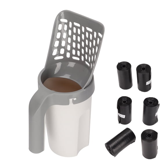 NFTIGB Detachable Cat Litter Scoop Multipurpose Integrated Shovel with 6 Rolls Litter Bags for Cats