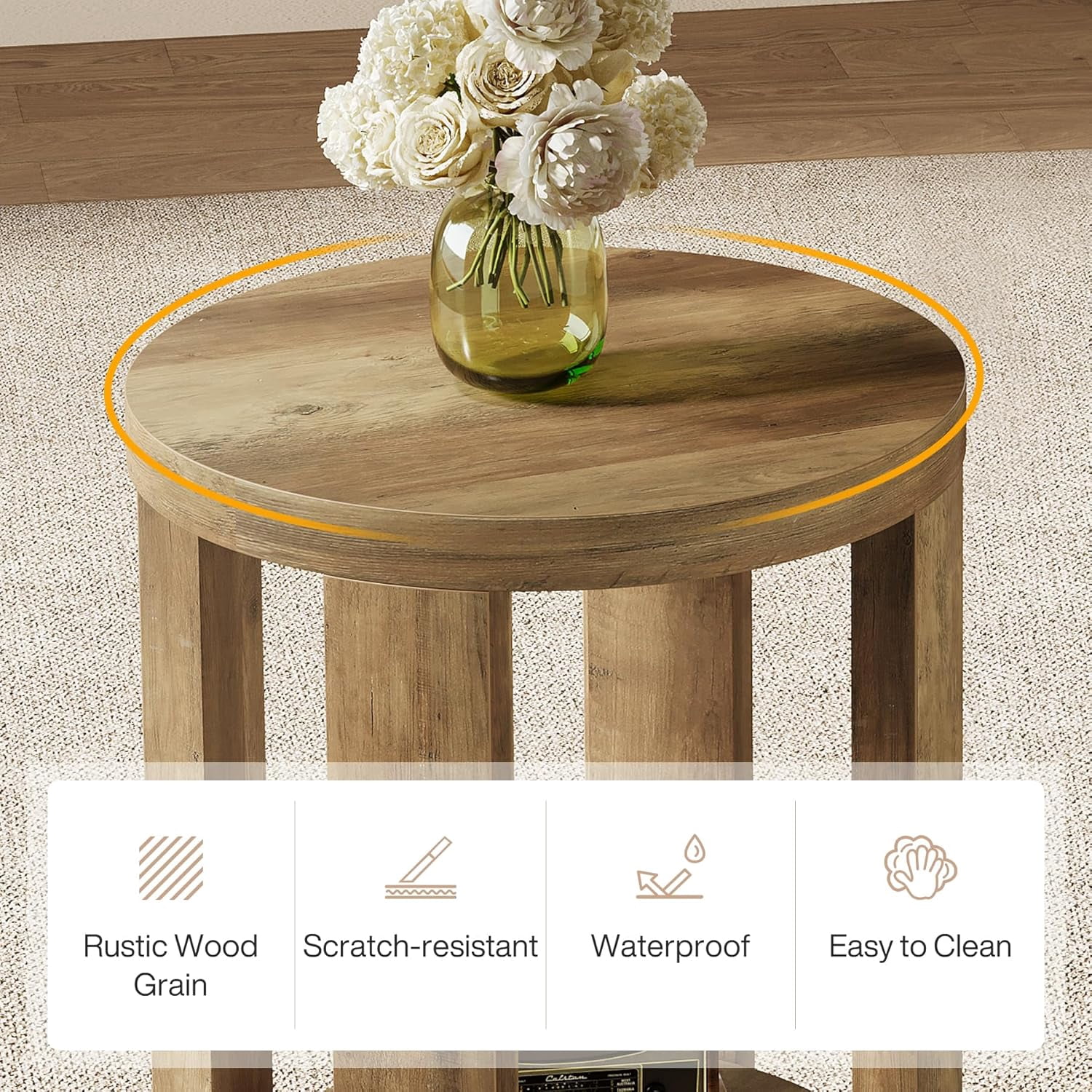 Tribesigns Side Table, 2-Tier Round End Table, Small Bedside Accent Furniture for Living Room, Bedroom