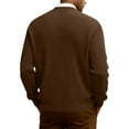thumbnail image 4 of Havenx Mens Sweaters V Neck Rib Knit Cardigans Long Sleeve with Buttons Outwear Cardigan Solid Color Collar Regular Fit Classic Fall Trendy Tops,Brown S, 4 of 7