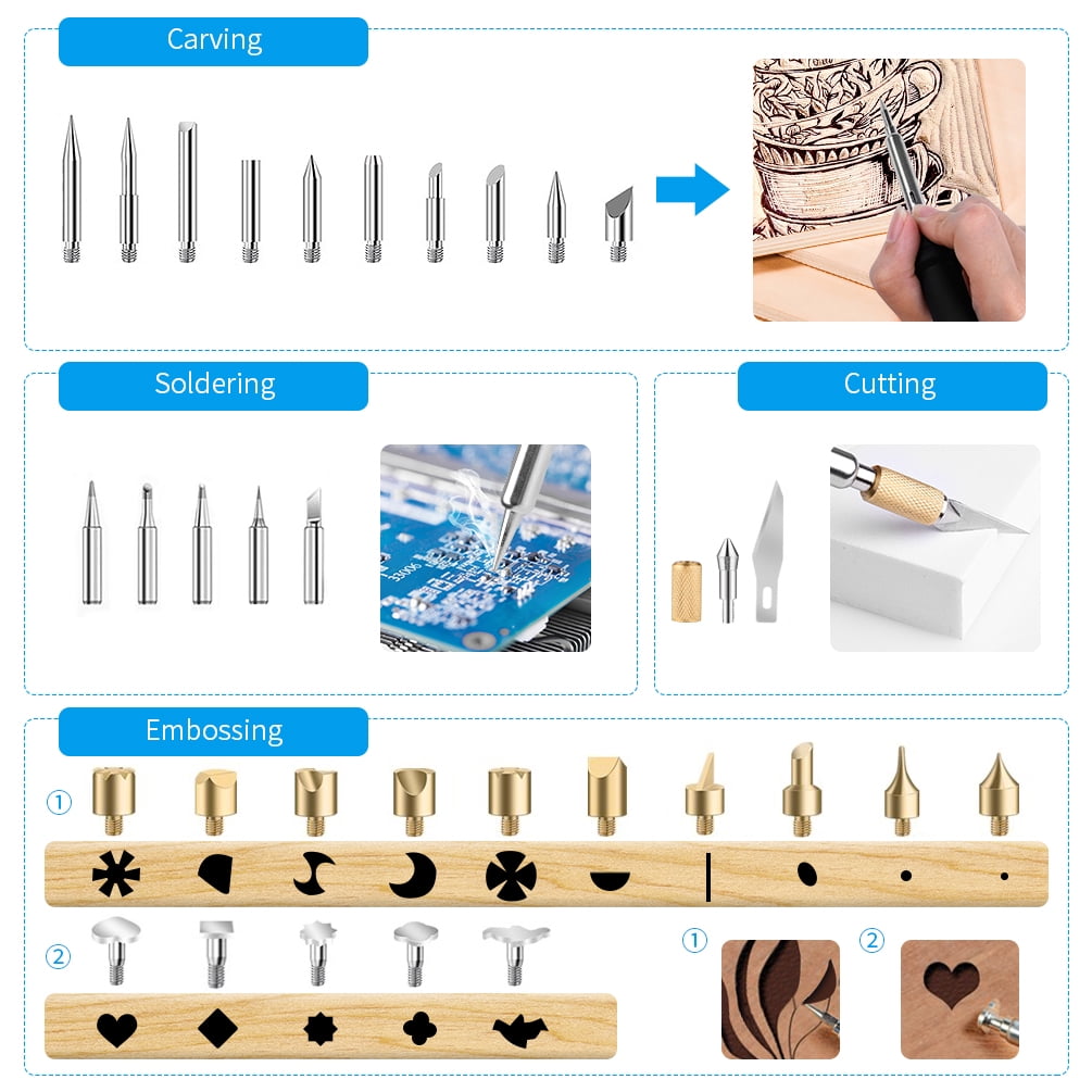 Uarter 113 Pcs Wood Burning Kit Pyrography Pen Soldering Iron Wood Tool Includes Soldering and Is Designed for DIY Creativity, Pyrography, Embossing, Carving, and Soldering, Foam, Wax
