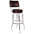thumbnail image 1 of Richardson Seating Swivel Bar Stool with Back Chrome Frame and Seat, Black, 30", 1 of 5