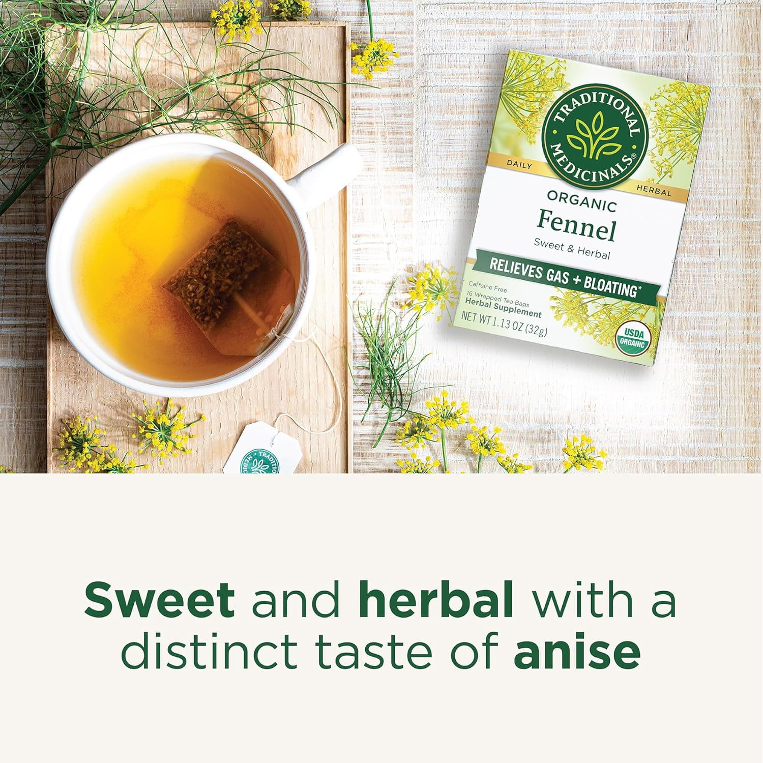Pack of 6, Traditional Medicinals Organic Fennel Tea, 1.13 oz