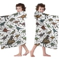 thumbnail image 4 of White Dinosaurs Label Pattern Hooded Bath Towel，60"x35" for Ages 3 To 12 Kids, Quick Dry Lightweight Soft Microfiber Hood Beach Towel Cover Up for Kids, 4 of 7