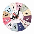 thumbnail image 2 of Vintage Round MDF Clock - Battery Not Included, -use Wall/Table Decorative Clock with Stylish Patterns, Eco-friendly Timepiece for Bedroom, Living Room, Office, Perfect Housewarming or Wedding, 2 of 6