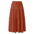 thumbnail image 4 of JIANJIA Womens Skirts Autumn Winter Boho Elastic High Waist Ruffle Swing A Line Maxi Skirt Activewear, 4 of 9