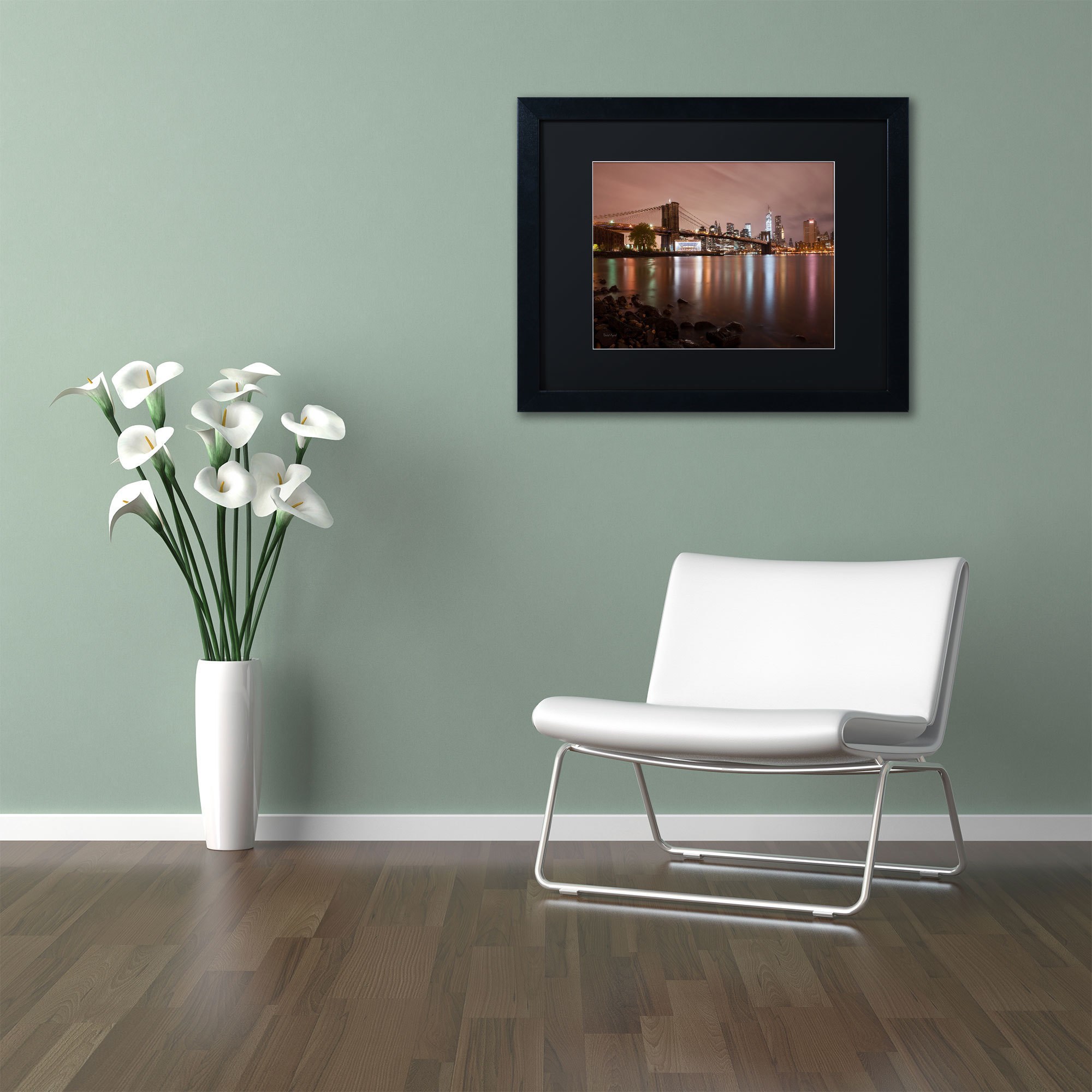 Trademark Fine Art "Jane's Carousel, Brooklyn Bridge - COLOR" Canvas Art by David Ayash, Black Matte, Black Frame