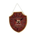 thumbnail image 3 of Reloj de pared vintage con números arábigos, regalo de inauguración de la casa, forma de escudo, reloj colgante, reloj de madera para decoración de Rojo, 3 of 8