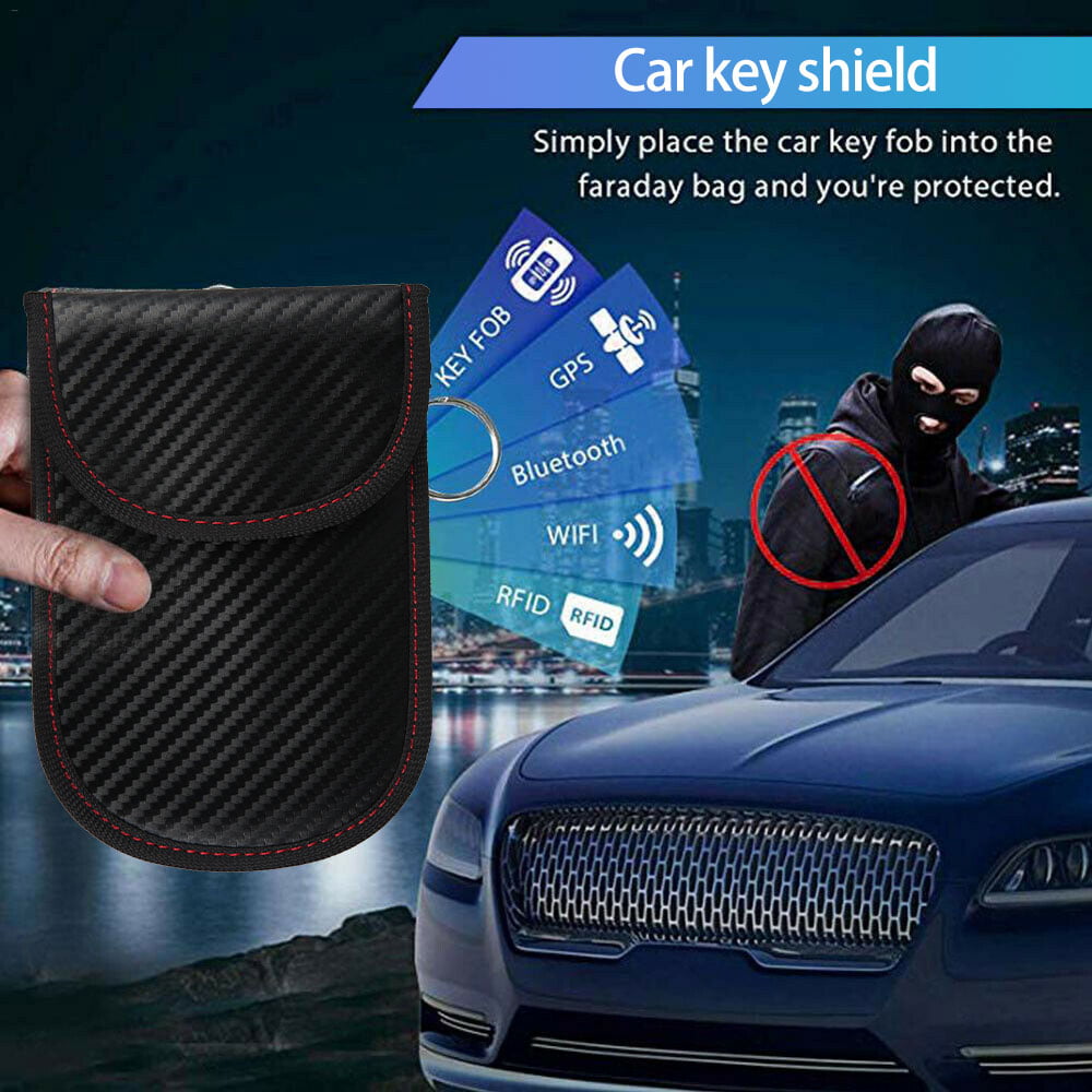 2x Car Key Signal Blocker Case Vehicle Keys Mini Pouch Keyless RFID Blocking Bag 