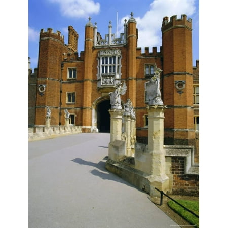 The Queen's Beasts on the Bridge Leading to Hampton Court Palace, Hampton Court, London, England Print Wall Art By Walter (Best Medieval Towns In England)