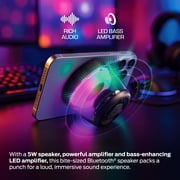 Monster Mag Flux Magnetic Bluetooth Speaker, 5W Portable Wireless Speaker with Multicolor LED Lighting, Magnetic Base & TWS Pairing, MicroSD Playback