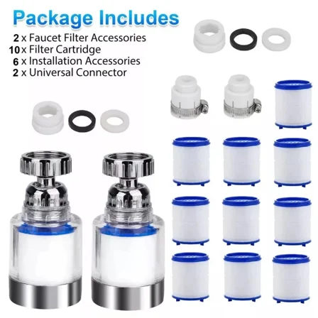 2Set Faucet Water Filter System Kitchen Sink Mount Filtration Tap Purifier Clean
