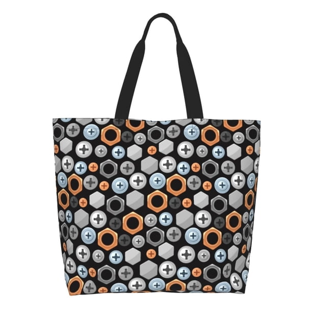 Balery Colorful Screws Bolsa Tote Estilo Estético con Cremalleras, Bolsa de Hombro, Bolsa de Compras Grande y Plegable