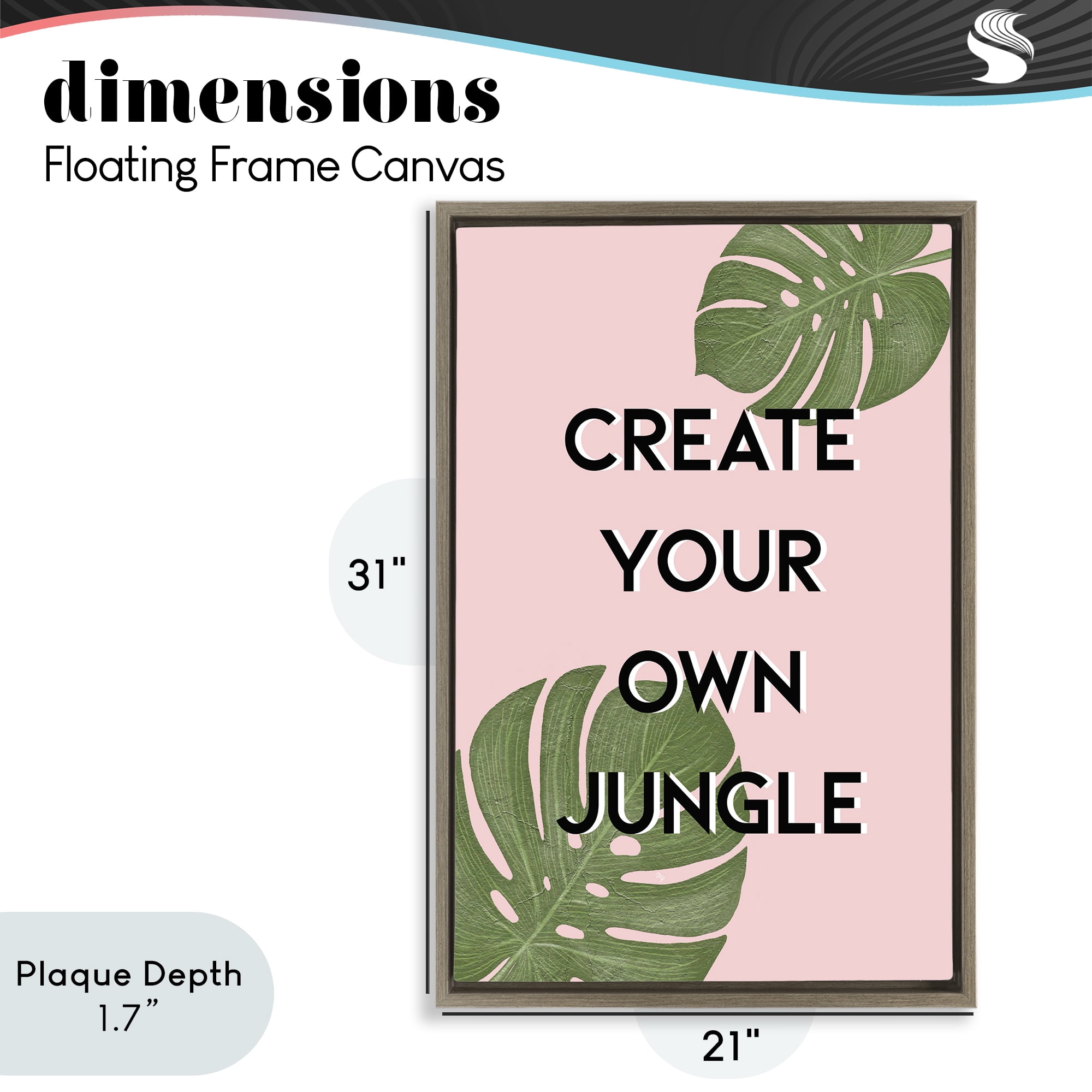 Stupell Industries Create Your Own Jungle Brown Framed Floater Canvas Wall Art, design by Martina Pavlova