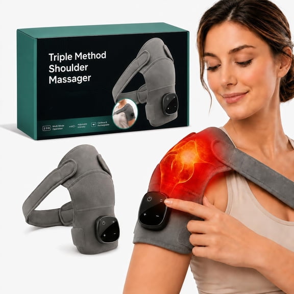 2027 Upgraded Triple Method Shoulder Massager, Triple-Mode Shoulder Massager with Heat, Compression and Vibration
