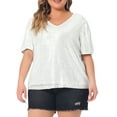 thumbnail image 1 of Agnes Orinda Tallas Grandes Blusas de Lentejuelas para Mujeres, Tops de Fiesta Brillantes con Cuello en V y Manga Corta 2X Plateado, 1 of 6