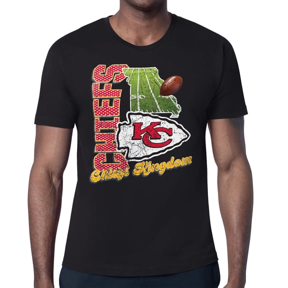 Men's-Starter  Black Kansas City Chiefs Distressed Retro State Field T-Shirt