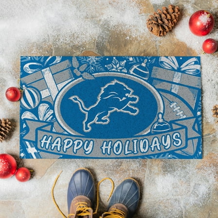 Detroit Lions 28" x 16" Happy Holidays Christmas Turf Door Mat