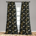 thumbnail image 2 of Floral Window Curtains, Summer Meadow Themed Flower Blossoms on Dark Backdrop Botanical Pattern, Lightweight Decor 2-Panel Set with Rod Pocket, Pair of - 28"x63", Mustard Grey and Black, by Ambesonne, 2 of 3