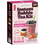Pocas Bubble Tea Kit, Strawberry - Instant Milk Tea Powder with Authentic Tapioca Pearls for Instant Bubble Tea, 5 Kits Per Carton, 15 Oz