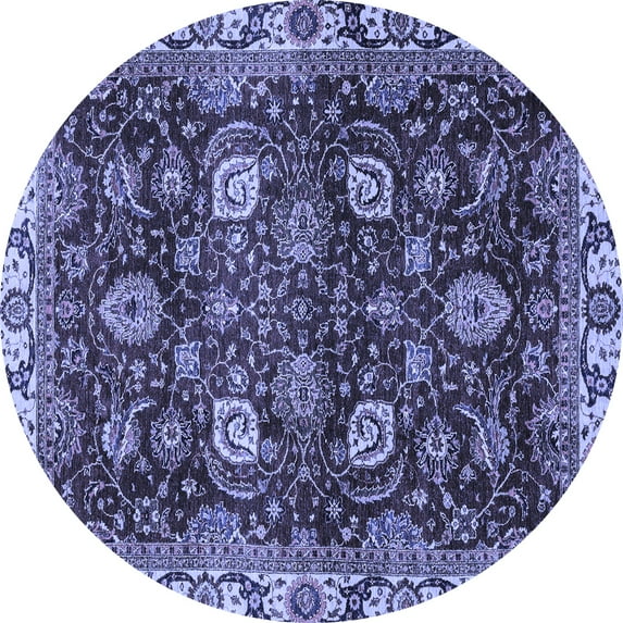 Ahgly Company Indoor Round Abstract Blue Modern Area Rugs, 5' Round