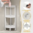 thumbnail image 2 of DWVO 3 Tiers Corner Shelf Corner Stool, Poly Lumber Corner Shower Bench, Bathroom Shelf Organizer,Floor Standing Bookshelf, Hips Water-Resistant Corner Shelf Stand for Bathroom-White, 2 of 7