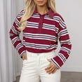 thumbnail image 1 of MHFRRA Camisas de Rayas de Manga Larga para Mujer, Estilo Holgado, Blusas Casuales para Uso Diario Vino, 1 of 4