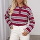thumbnail image 1 of MHFRRA Camisas de Rayas de Manga Larga para Mujer, Estilo Holgado, Blusas Casuales para Uso Diario Vino, 1 of 4