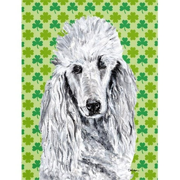 Carolines Treasures SC9727CHF White Standard Poodle Lucky Shamrock St. Patricks Day Flag Canvas House Size