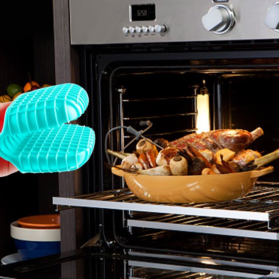 A Set Of Insulated Mini Silicone Oven Mitts for Cooking and Baking, Protecting Your Fingers and Holding Your Hands