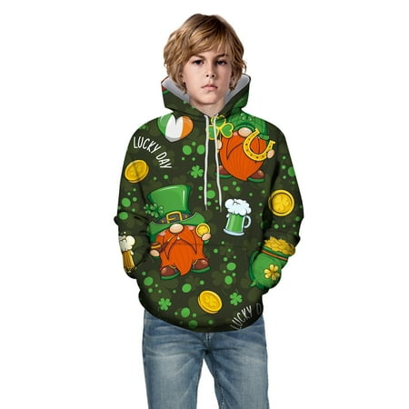 

Toddler Boys Hoodies Fall And Winter St. Patricks s Day Casual Fashion Hot Full Print Hoodie Trend For Children Sweatshirts