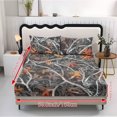 thumbnail image 2 of COEQINE Queen Size 3 Piece Sheet Set, Stay in Place Fade Stain Resistant Cooling Bed Sheets with All Around Elastic Cozy Bedsheet & Pillowcases, Fallen Leaves Camo Hunting Gray, 2 of 5