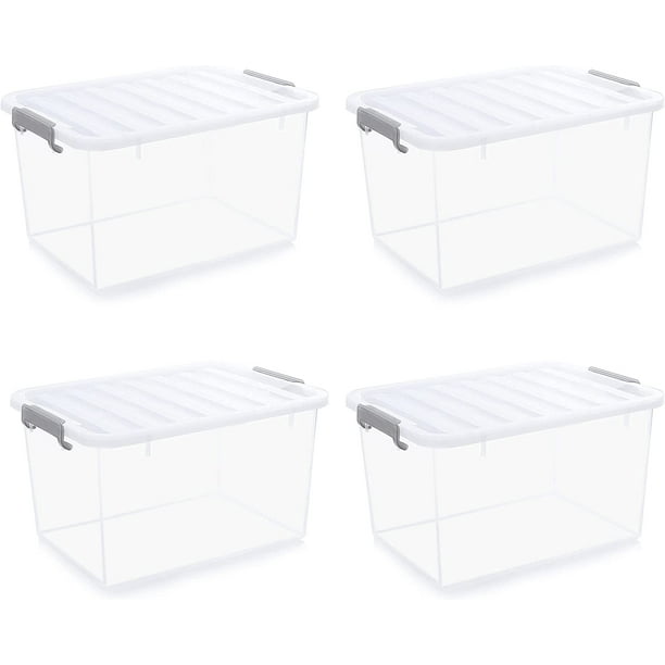 4 Packs 44.4 QT Plastic Storage Bins with Lids Large Stackable Storage