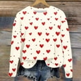 thumbnail image 1 of Jsaierl Chandails en Molleton pour Femmes Saint-Valentin Mignons Imprimé Cœur Chandails en Molleton Tendance Chandail Col Rond Décontracté Manches Longues pour Femmes, 1 of 4