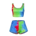 thumbnail image 2 of USSUMA Deals Running Shorts for Women Gradient Prints Hotpants Pull-on Sexy Camisole Tops High Waist Gym Shorts Sports BreAthable Shrots Suit Modern Fit Shorts for Staying at Home Blue L, 2 of 6