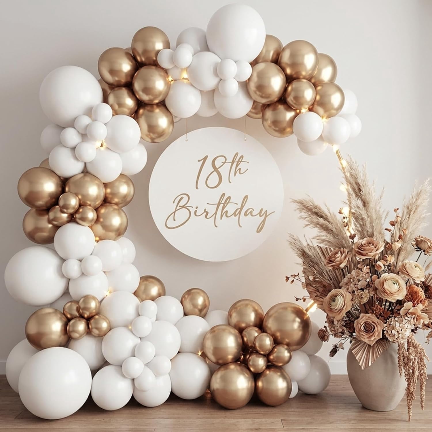 Burculy 129pcs Metallic Gold Balloons Different Sizes 18 12 10 5 Inch, Latex Balloon Garland Arch Kit for Party Graduation Wedding Holiday Happy Birthday Decoration