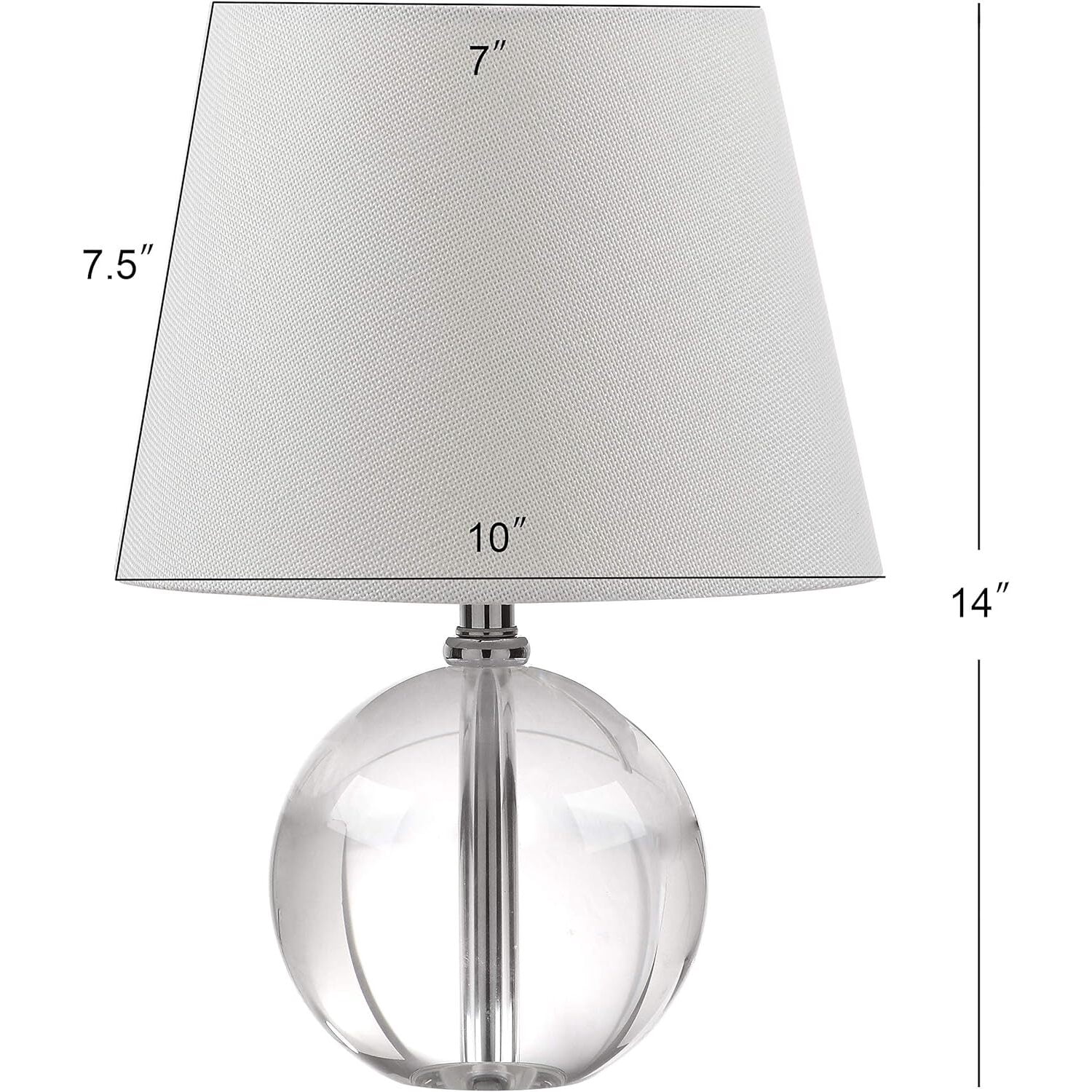 Safavieh 14 in 1-Light Contemporary Chrome-Plated, Clear Table Lamps with Crystal Glass Off-White Glam Globe