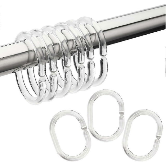 Plastic Shower Curtain Rings Hooks, Shower Curtain Hooks Rings, 36 Pcs Shower Hooks For Shower Curtain, C Shaped Shower Rings For Curtain