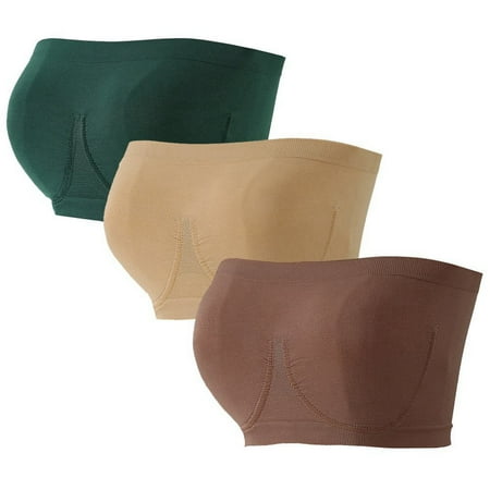 

3pcs Women Bandeau Bra Strapless Bra Seamless Stretchy Bra Wire Free Bra Full Cup Bra Thin Mold Cup Bra Chest Wrap Bralette Dress Wild Bra