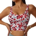 thumbnail image 3 of Goofa Red Hawthorn Printed Sports Bras for Women, High Impact Running Bra Workout Crop Tank Tops Longline Sports Bra Push up-Large, 3 of 9
