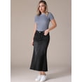 thumbnail image 2 of Unique Bargains Women's Long Denim Skirts Split A-Line Fishtail Jean Skirt XL Black, 2 of 7