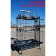 XX-LARGE 36"x28"x68"H Elegant and Durable Wrought Iron Bird Parrot Rolling Cage Open Play Top Perch Stand Double Ladders Toy Hook With Seed Guard