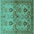 thumbnail image 1 of Ahgly Company Machine Washable Indoor Square Oriental Turquoise Blue Industrial Area Rugs, 8' Square, 1 of 4