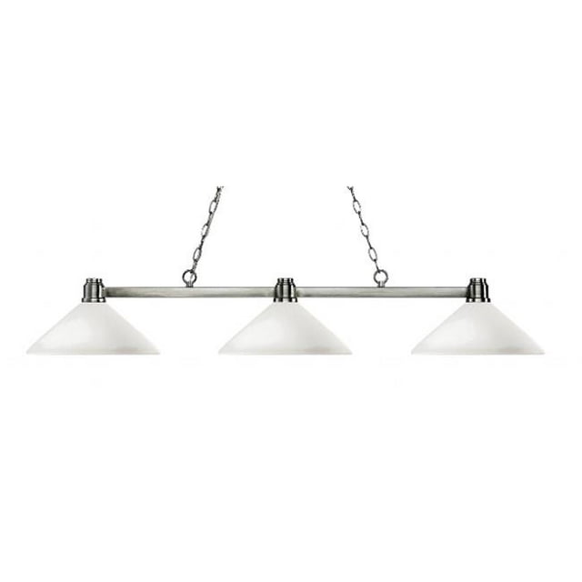 3 Light Island, Billiard Light With Angle Mottle Opal Glass Shades