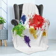 thumbnail image 4 of Map Soft Flannel Fleece Blanket, Abstract Colorful World Map Illustration on White Background Artwork Print, Cozy Plush for Indoor and Outdoor Use, 50" x 70", Red Purple and Yellow, by Ambesonne, 4 of 5