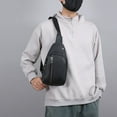 thumbnail image 3 of Djiypn Crossbody Sling Bag Men Women, Small PU Leather Casual Shoulder Backpack, Chest Daypack Satchel for Outdoor Hiking Travel, Black, 3 of 7