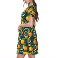 thumbnail image 2 of Easygdp Fresh Orange para Vestido Transpirable de Mujer, Vestido Suelto de Manga Corta con Pliegues y Bolsillos para el Verano, 2 of 6