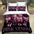 thumbnail image 1 of Juego de ropa de cama con estampado de grupo idol coreano, suministros de cama exquisitos, funda nórdica, edredón, juego de cama de lujo, negro-rosa, 1 of 4