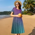thumbnail image 4 of KLL Robe d'Été vintage Foncée à Manches Courtes pour Femmes, Robe Plissée Ample Longueur Genou avec Poches, 4 of 6